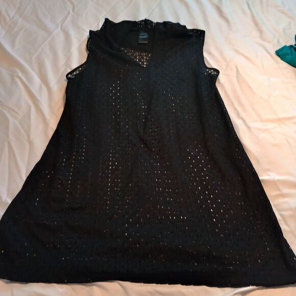Catalina Black Hooded Swim Cover Up XL 16-18 Lace Pullover - Picture 1 of 6